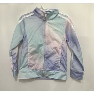 Adidas Girls Youth Zip Sweatshirt 3 Stripes Purple/Blue/Pink Size 4